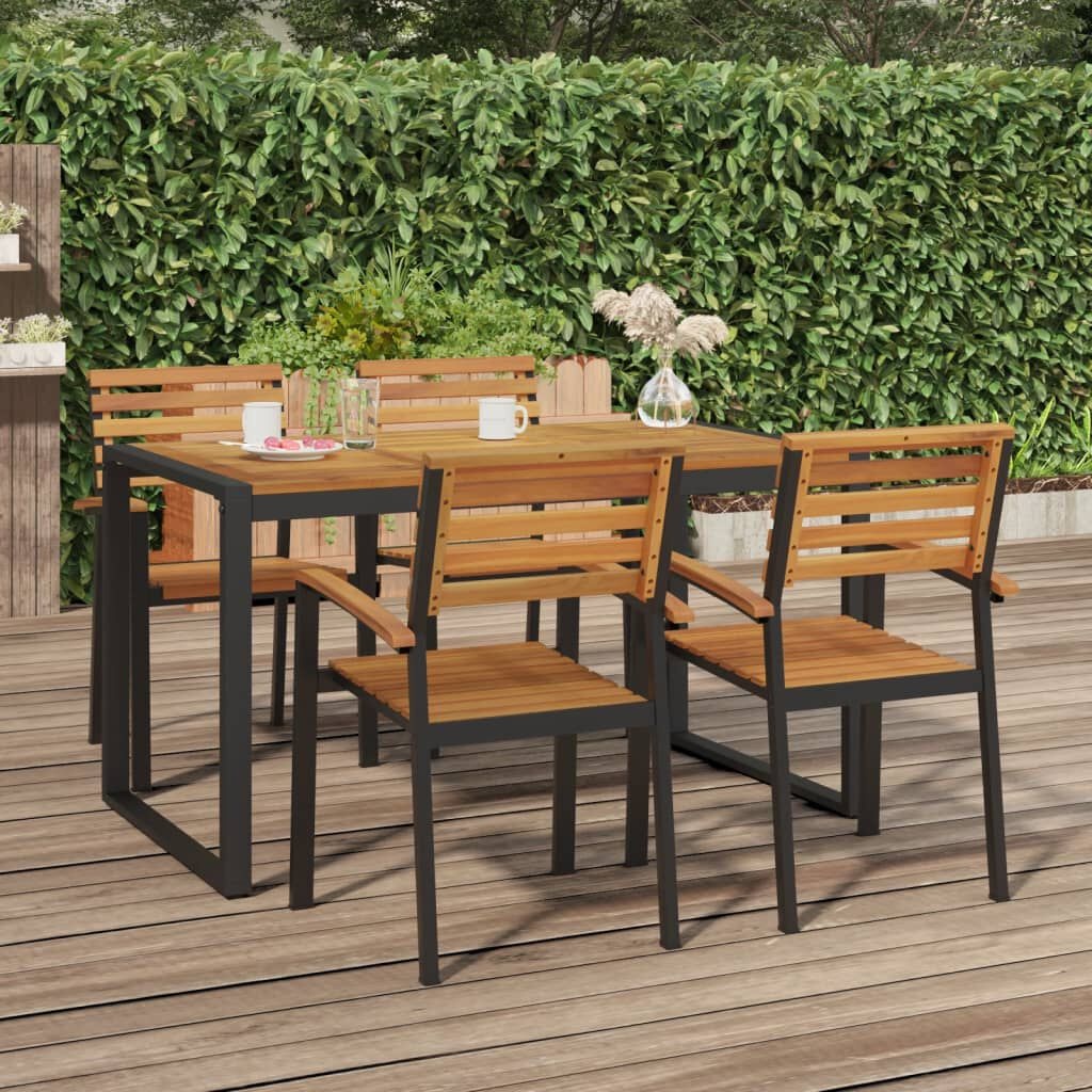 VidaXL Stapelbare Tuinstoelen (4 st.) Massief Acaciahout & Metaal - 35% Korting