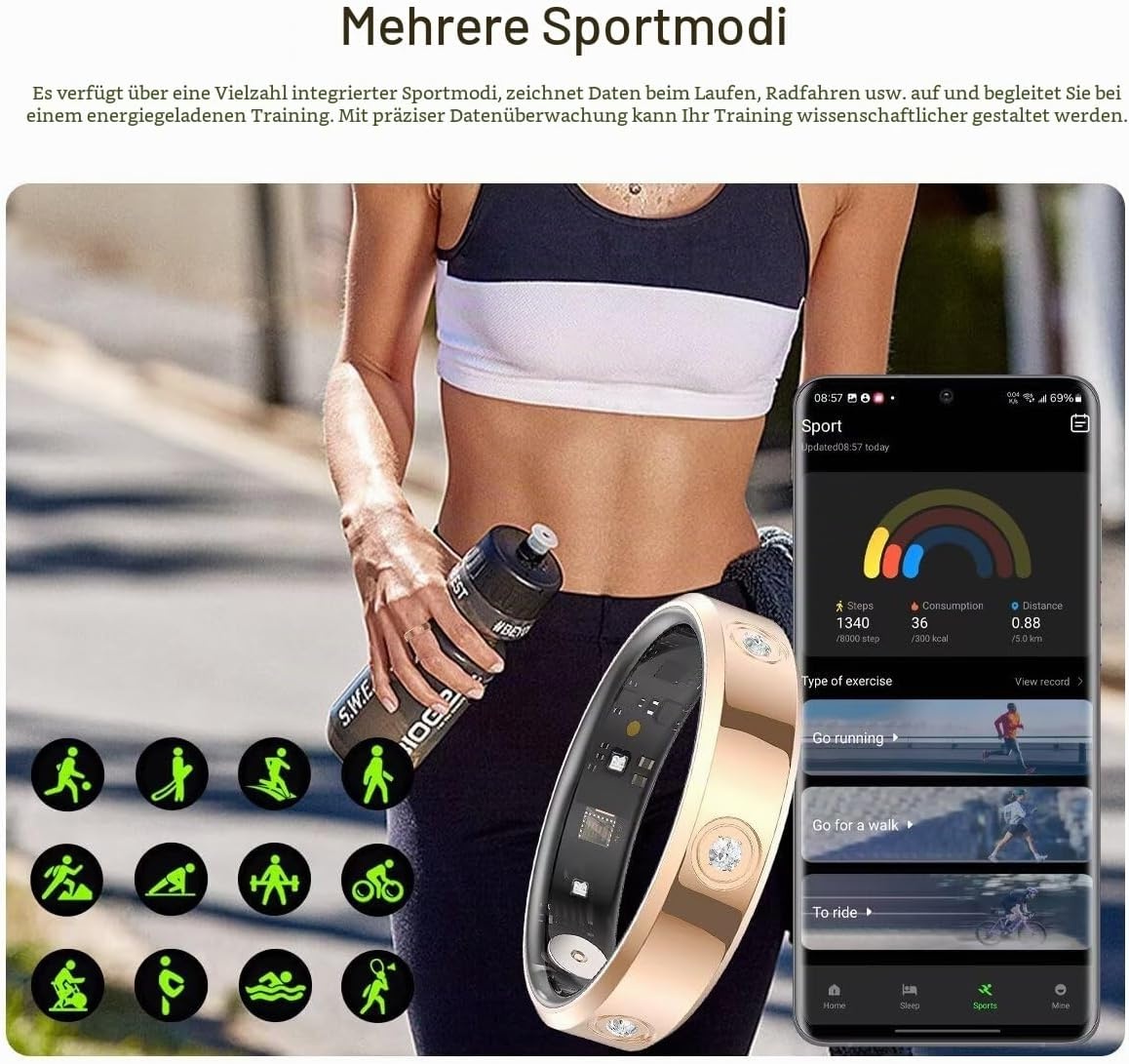 Smart Ring Fitness Tracker Zilver - 34% Korting