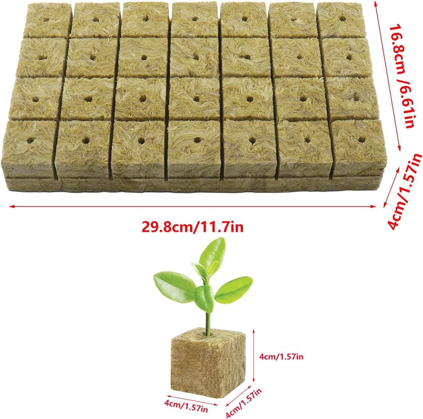 Steenwol Kweekblokjes 28 Stuks 4x4x4 cm | Incl. Schaar & Handschoenen | 39% Korting