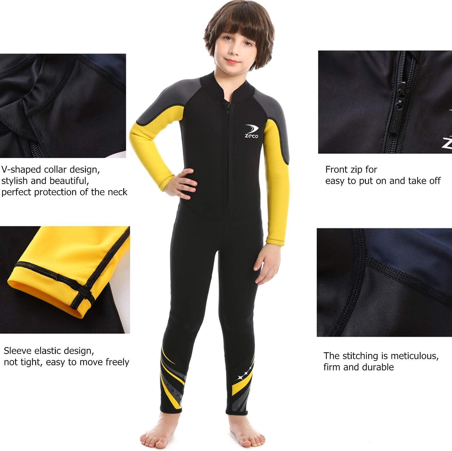 ZCCO 2,5 mm Neopreen Duikpak Kinderen - Zwart - Maat XS - 33% Korting