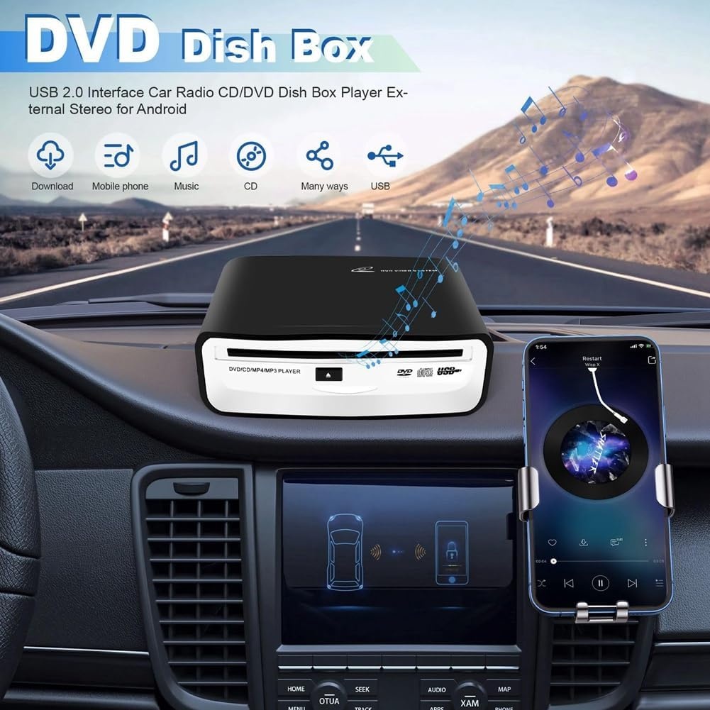 Universele CD-speler voor Auto & Laptop, USB, Zwart - 33% Korting