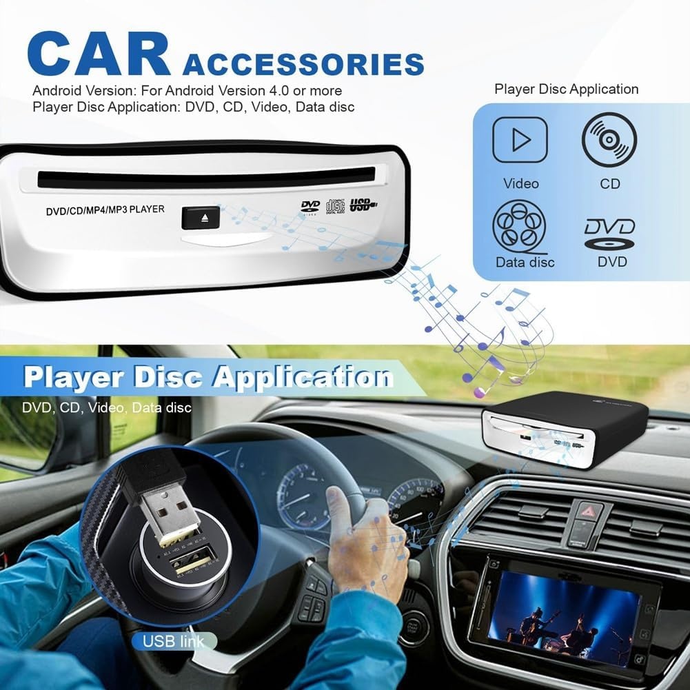 Universele CD-speler voor Auto & Laptop, USB, Zwart - 33% Korting