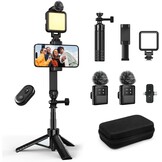 Vlogging Kit iPhone/Android: Selfie Statief, LED Licht & Microfoon (34% Korting)