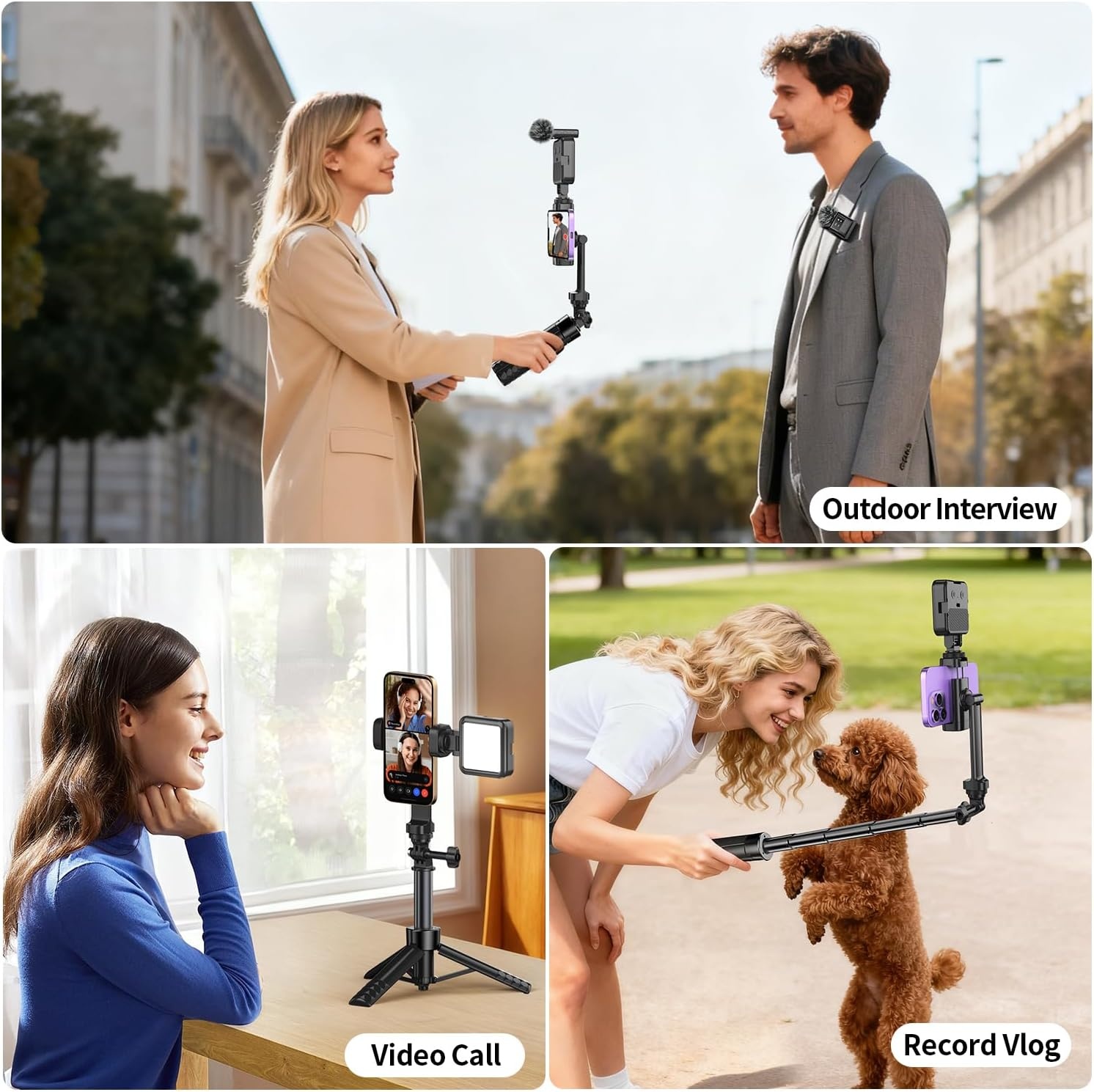 Vlogging Kit iPhone/Android: Selfie Statief, LED Licht & Microfoon (34% Korting)