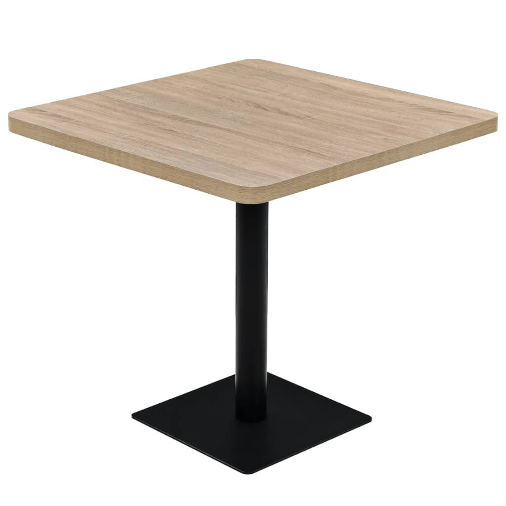 Bistrotafel Vierkant (80x80cm) met Stalen Poot - Eikenkleur MDF