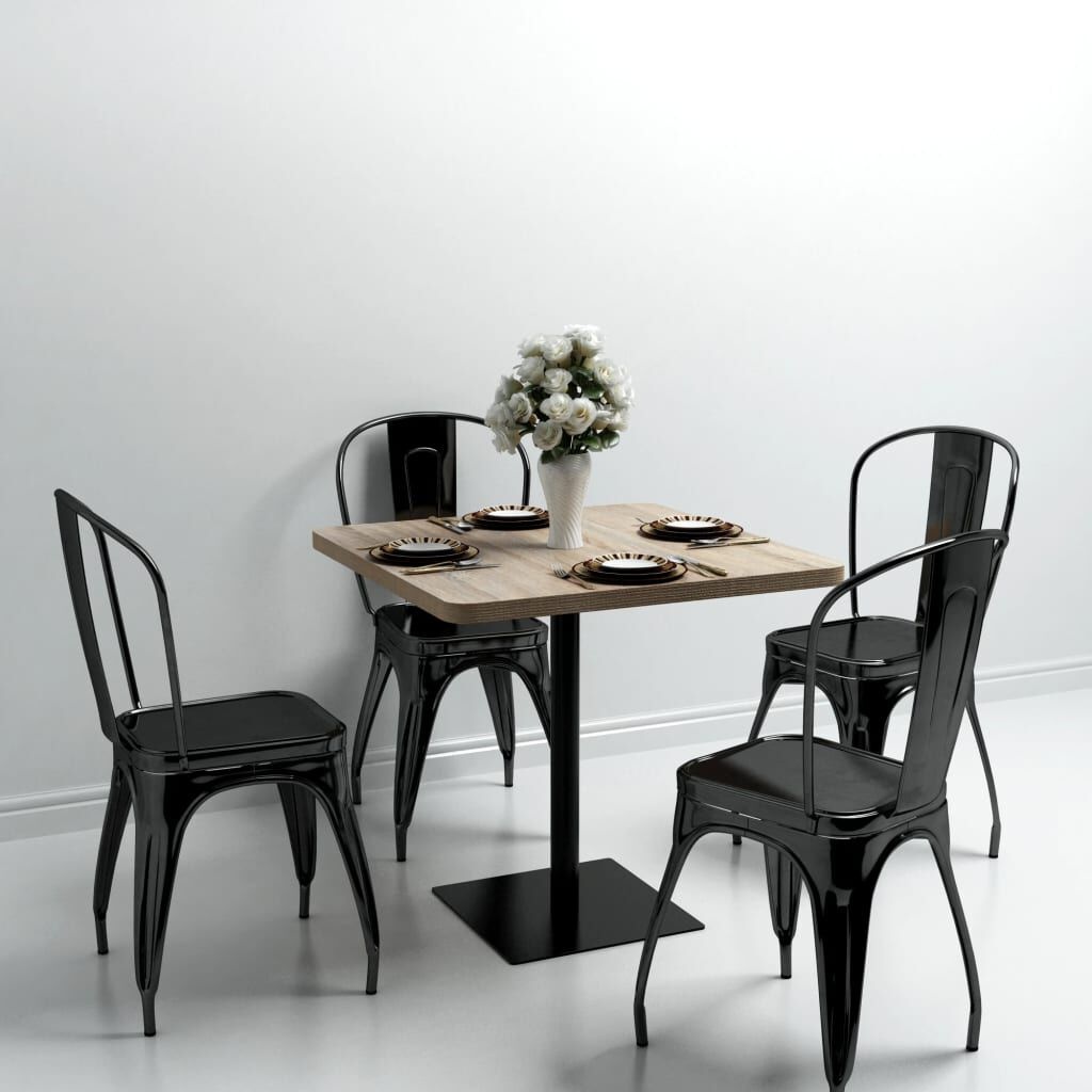 Bistrotafel Vierkant (80x80cm) met Stalen Poot - Eikenkleur MDF