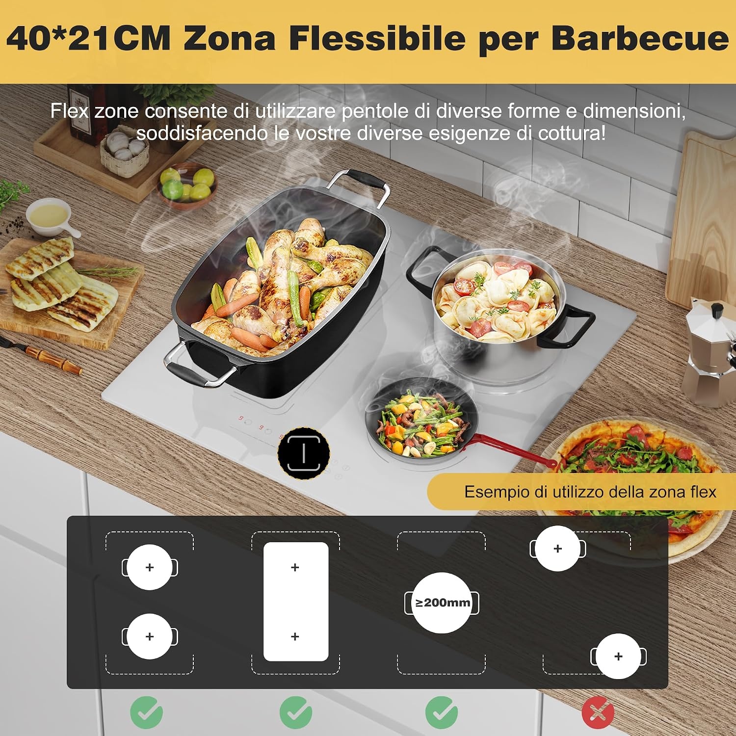 Inductiekookplaat Wit 60cm | 4 Zones | 3500W | 30% Korting