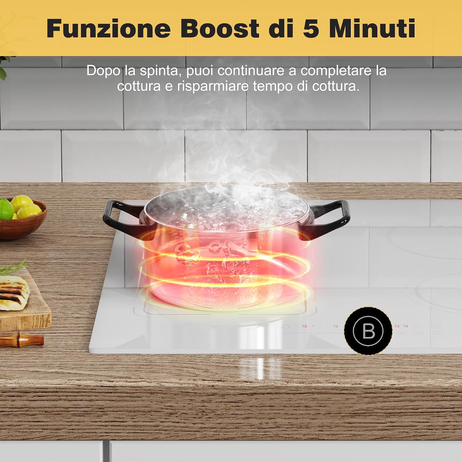 Inductiekookplaat Wit 60cm | 4 Zones | 3500W | 30% Korting