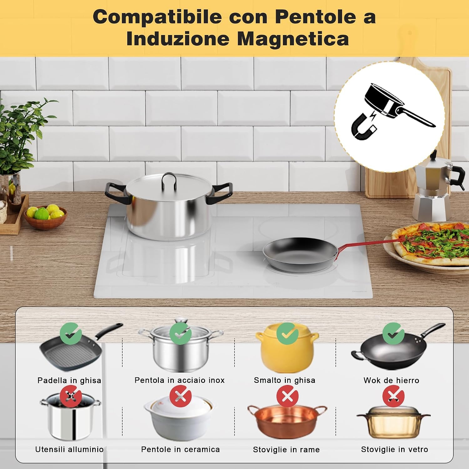 Inductiekookplaat Wit 60cm | 4 Zones | 3500W | 30% Korting