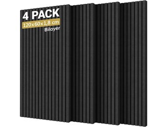 Akoestische Panelen 4-Pack 120x60cm Zwart - 34% Korting
