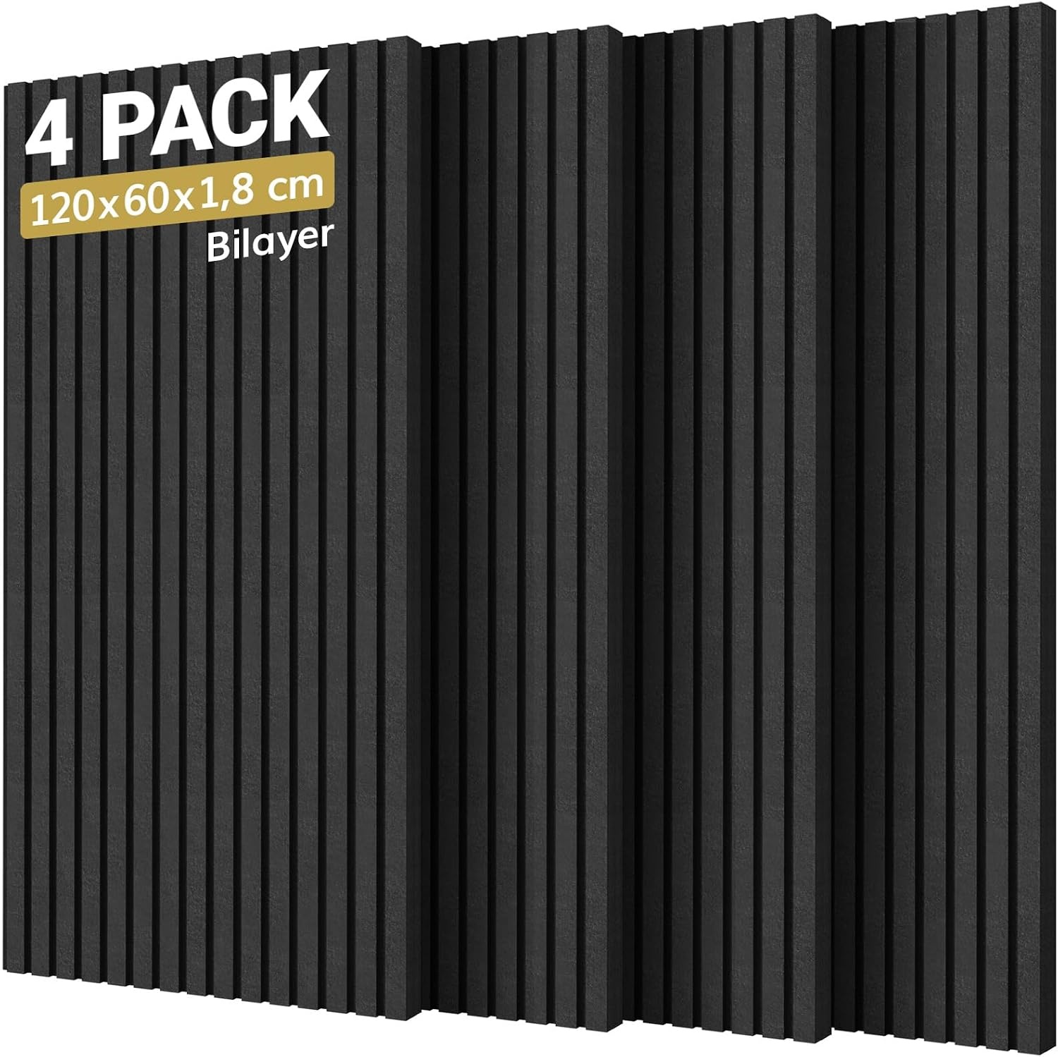 Akoestische Panelen 4-Pack 120x60cm Zwart - 34% Korting