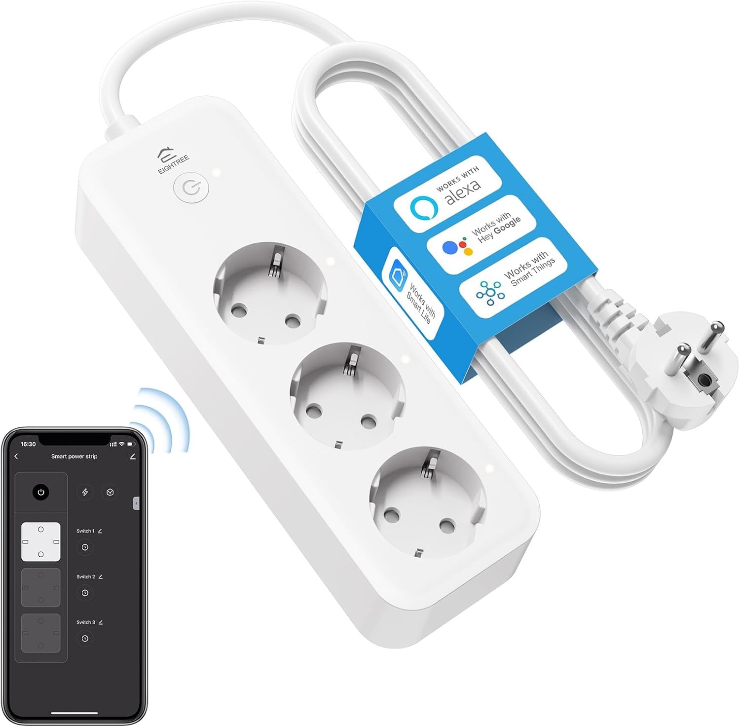 Slimme Stekkerdoos 3-voudig met WiFi & Energiebesparing - 31% Korting