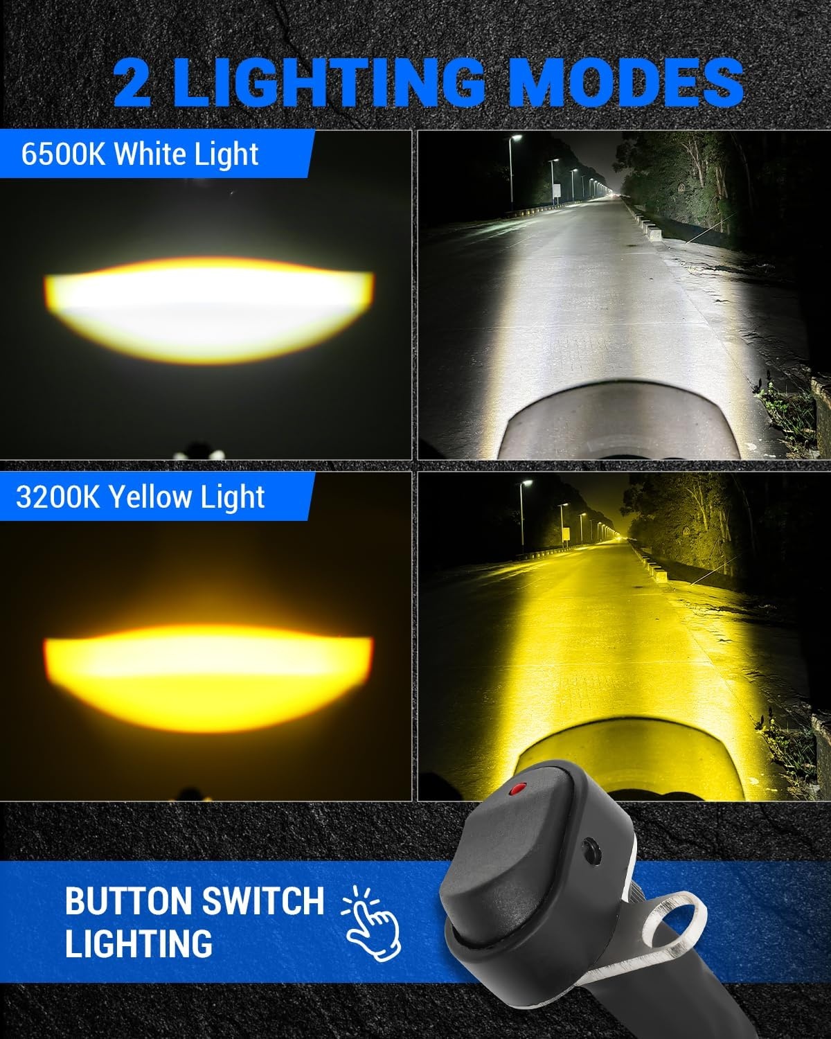 Motorfiets LED Hulplampen 9000LM Tweekleurig | 52% Korting