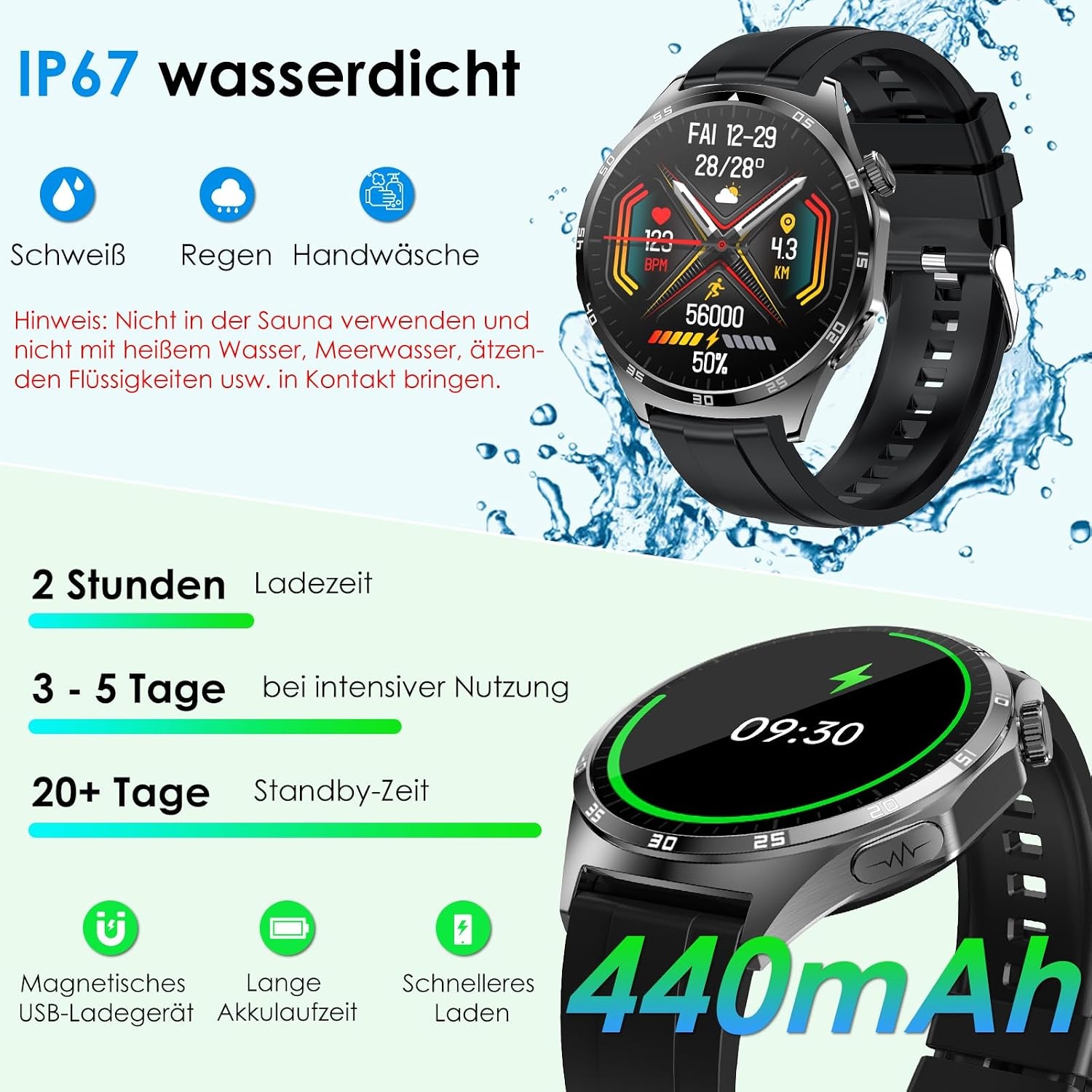 Smartwatch AMOLED 1,43" EKG Bloeddruk Bloedzuurstof - 33% Korting