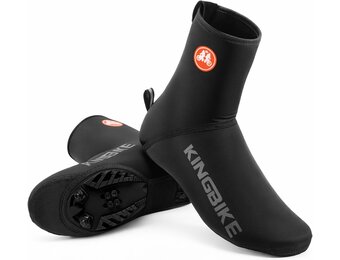 Winter Fietsoverschoenen Thermisch Winddicht Waterafstotend Neopreen Fleece Zwart Maat 44-47 - 31% Korting
