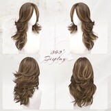 Gelaagde Bruine & Blonde Pruik met Pony - 50cm Synthetisch Haar - 32% Korting