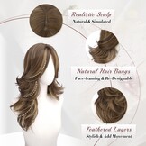 Gelaagde Bruine & Blonde Pruik met Pony - 50cm Synthetisch Haar - 32% Korting