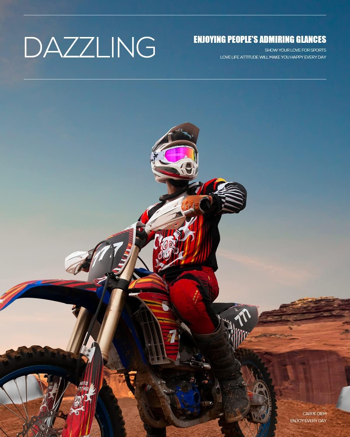 Motorcross & MTB Bril: Tactische Veiligheidsbril Wit Lila (Small, 31% Korting)
