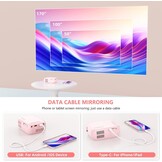 Draagbare projector, outdoor projector, led-esthetische video-mini-projector voor buiten, draagbare films, compatibel met HDMI, USB, laptop, tv-stick, iOS en Android telefoon