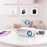 Draagbare projector, outdoor projector, led-esthetische video-mini-projector voor buiten, draagbare films, compatibel met HDMI, USB, laptop, tv-stick, iOS en Android telefoon
