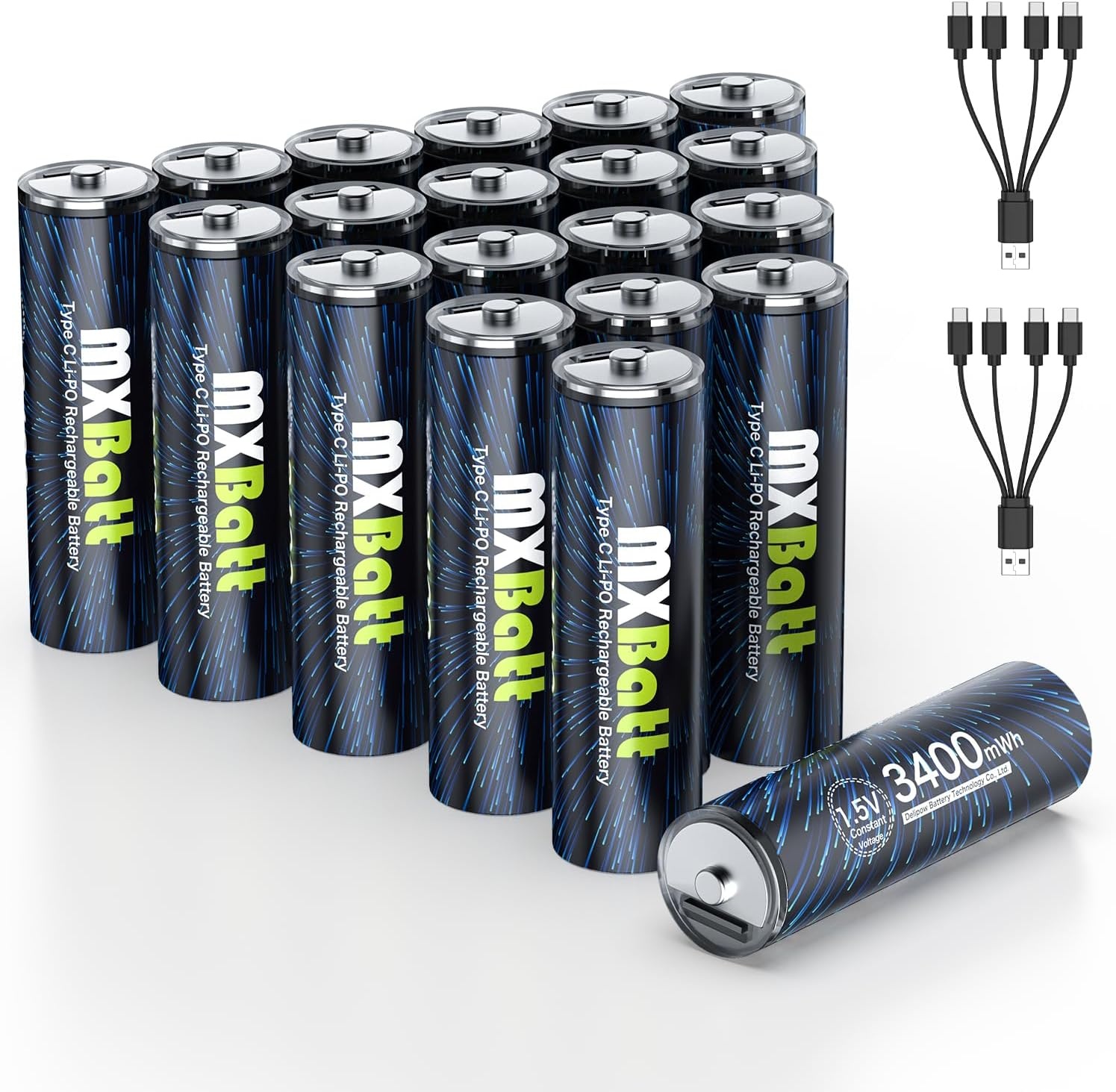 Oplaadbare AA & AAA Batterijen 1.5V met USB-C | 12 Stuks | 34% Korting