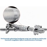 Proiron Halterstangen, korte halterstangen, set van 2, 35 cm x 25 mm, verchroomd, geribbeld, met stersluitingen