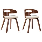 Eetkamerstoelen Crème Kunstleer & Hout (2 stuks) - 55% Korting