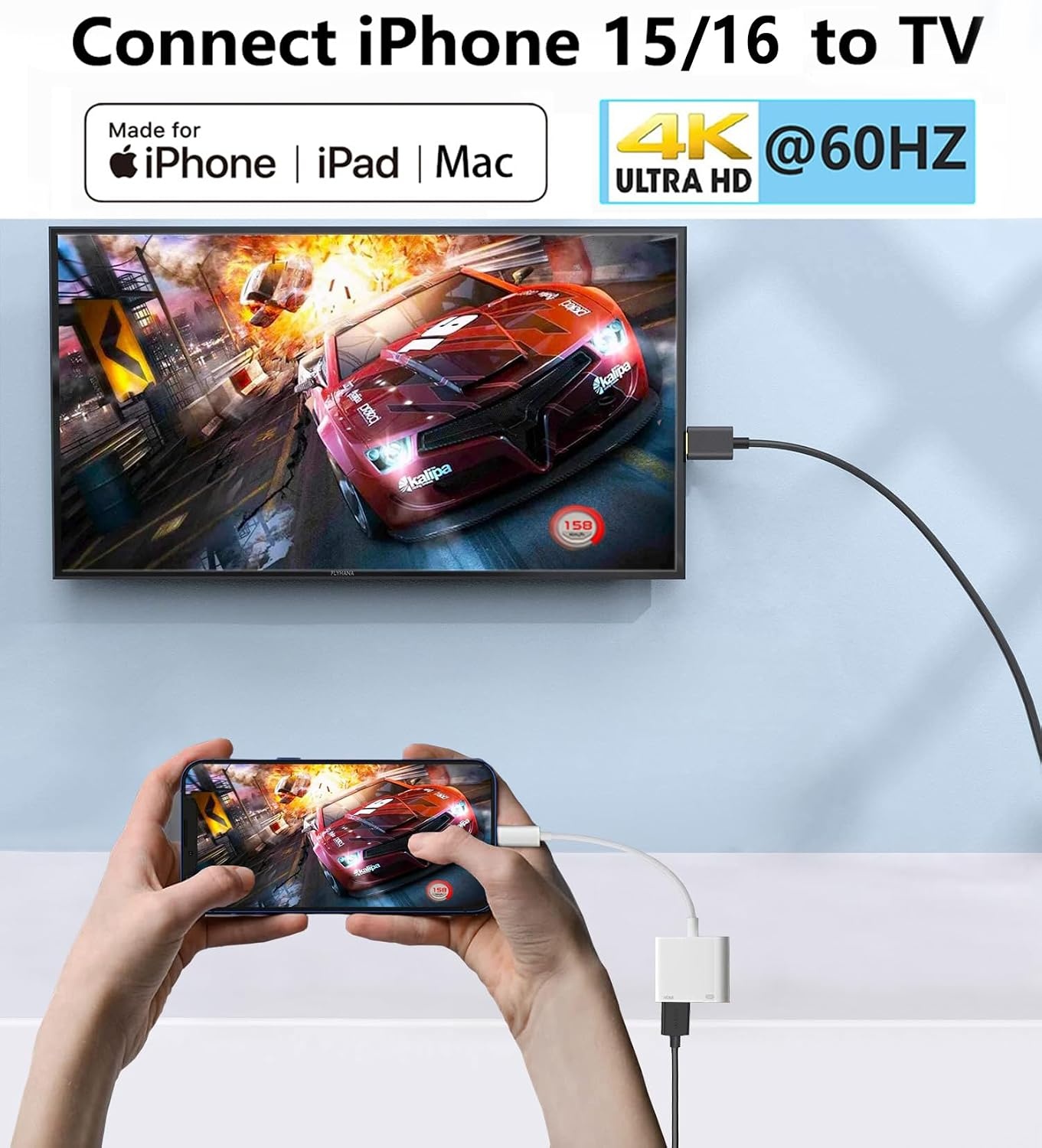 USB-C naar HDMI Adapter 4K@60Hz + 100W PD - MFi Certificaat | 27% Korting
