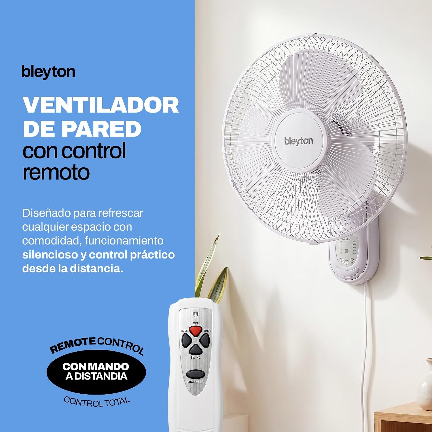 Stil Wandventilator 40 cm | 40W | 3 Snelheden & Timer | Wit | 33% Korting
