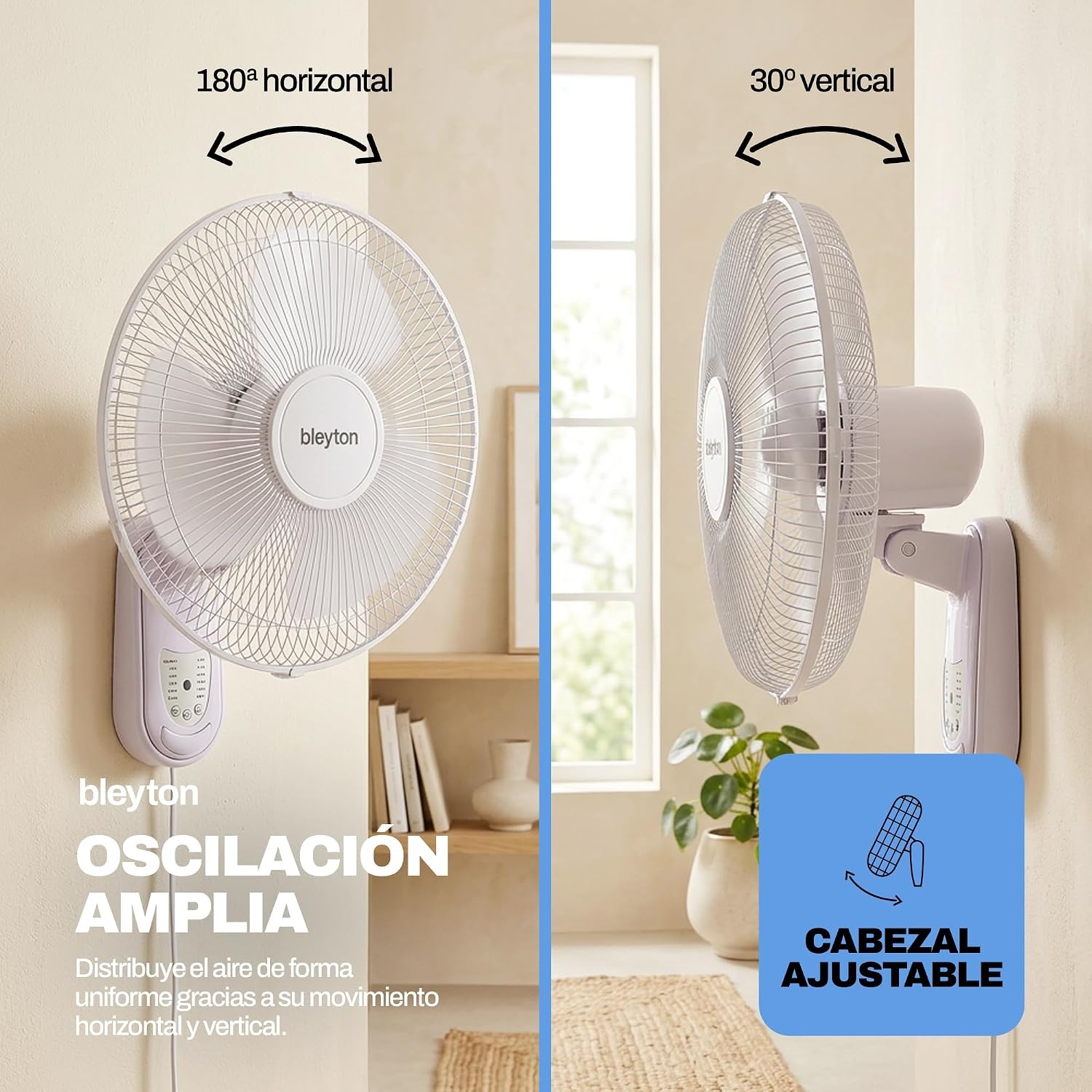 Stil Wandventilator 40 cm | 40W | 3 Snelheden & Timer | Wit | 33% Korting