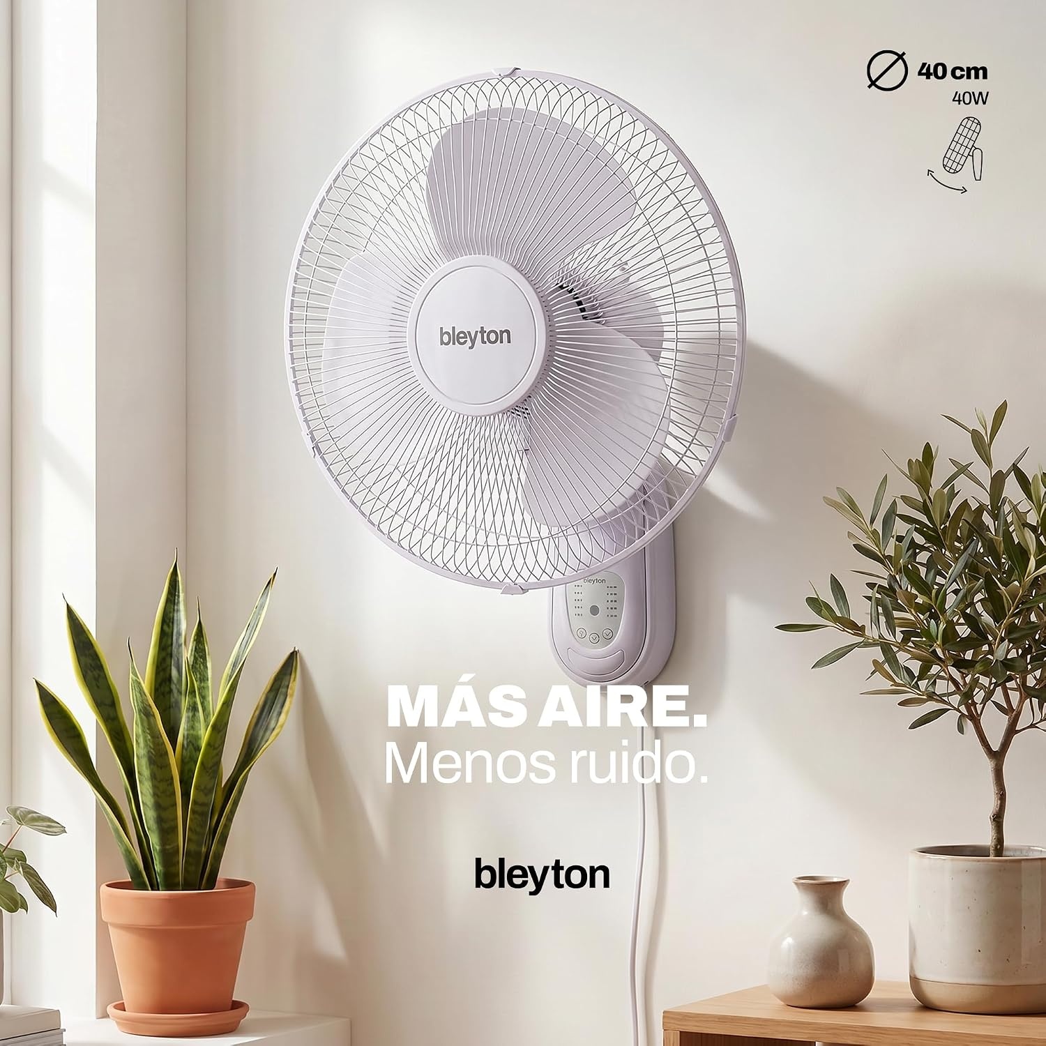 Stil Wandventilator 40 cm | 40W | 3 Snelheden & Timer | Wit | 33% Korting