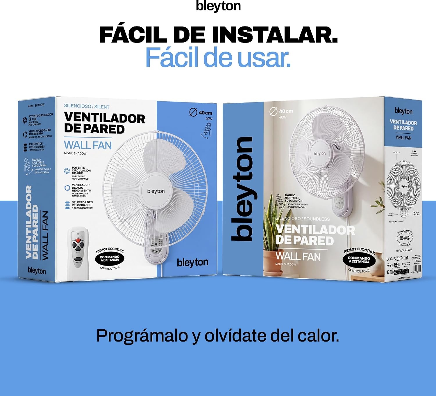 Stil Wandventilator 40 cm | 40W | 3 Snelheden & Timer | Wit | 33% Korting