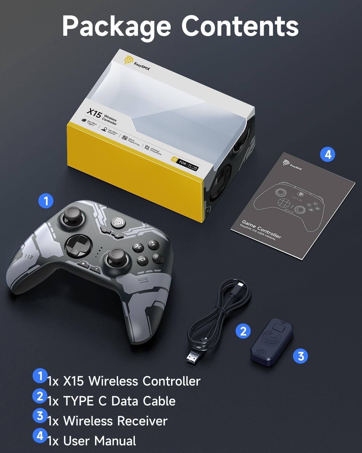 Draadloze Gamecontroller X15 Zwart - 50% Korting