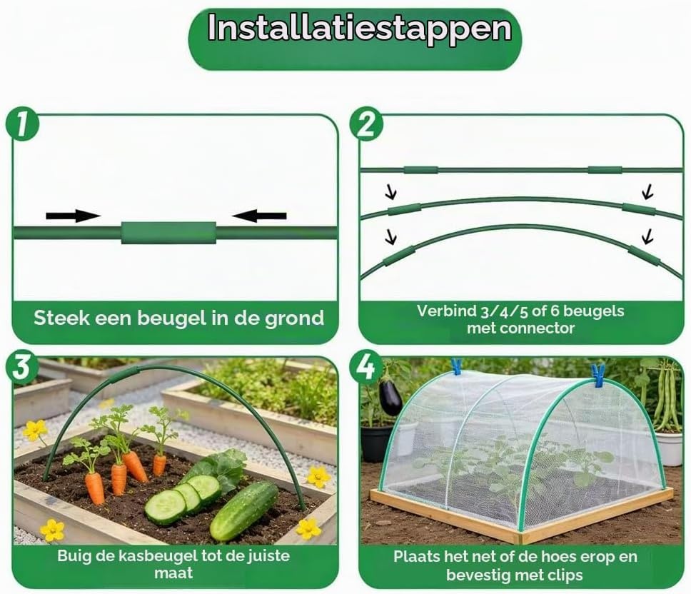 Folietunnel Bogen Set (70 Stuks) - Ideaal voor Kassen en Verhoogde Bedden - 31% Korting