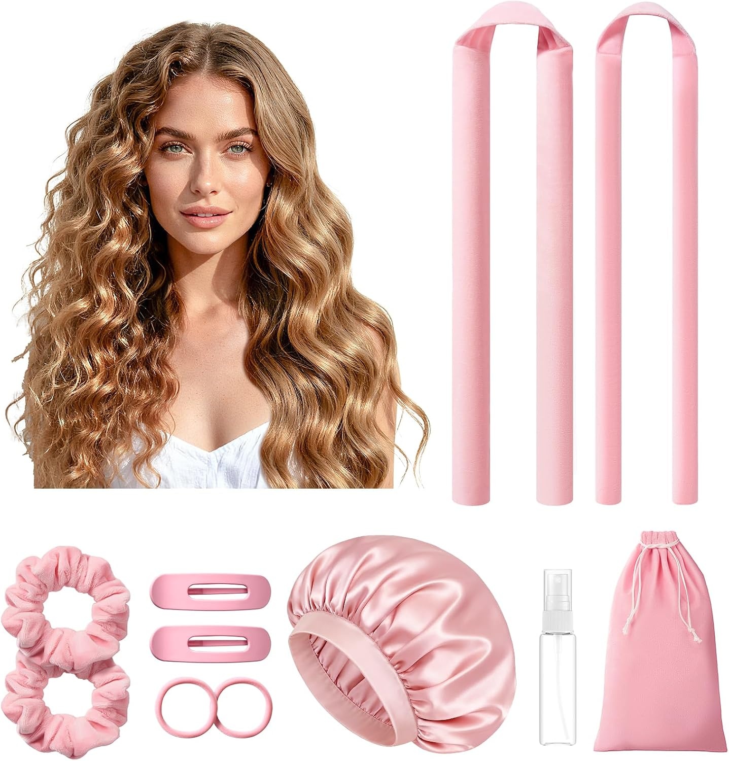 Krulspelden Set Zonder Hitte - Roze - 2 Maten - 30% Korting