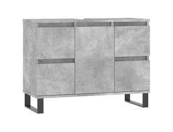Badkamerkast 80cm Betongrijs Bewerkt Hout - 36% Korting!