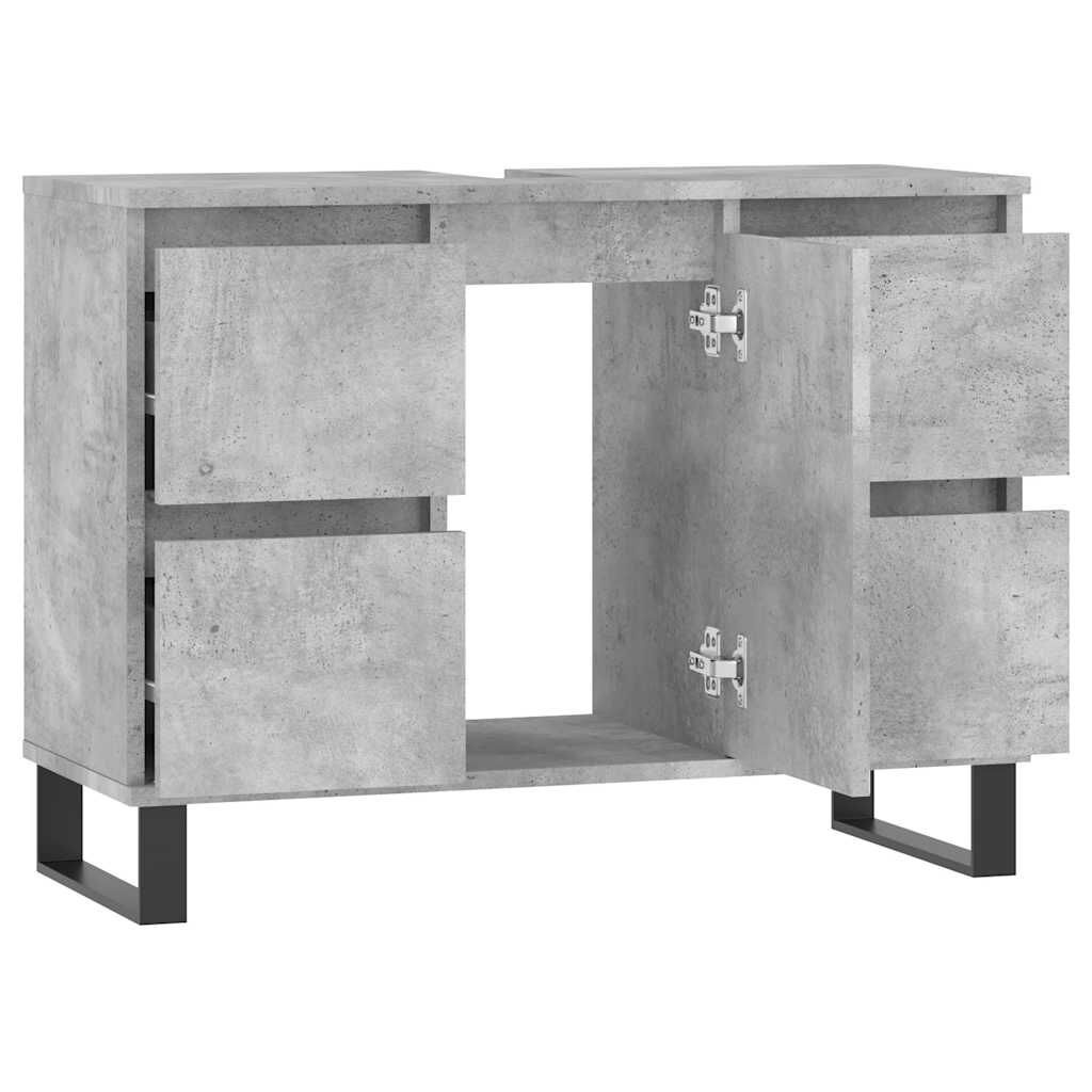 Badkamerkast 80cm Betongrijs Bewerkt Hout - 36% Korting!