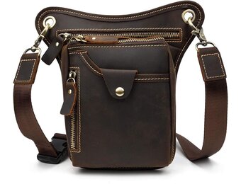 Multifunctionele Leren Beentas: Ideaal voor Motor, Fiets & Outdoor - Bruin (32% Korting)