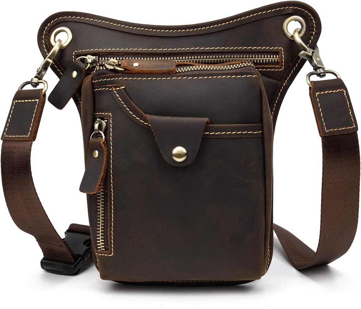 Multifunctionele Leren Beentas: Ideaal voor Motor, Fiets & Outdoor - Bruin (32% Korting)