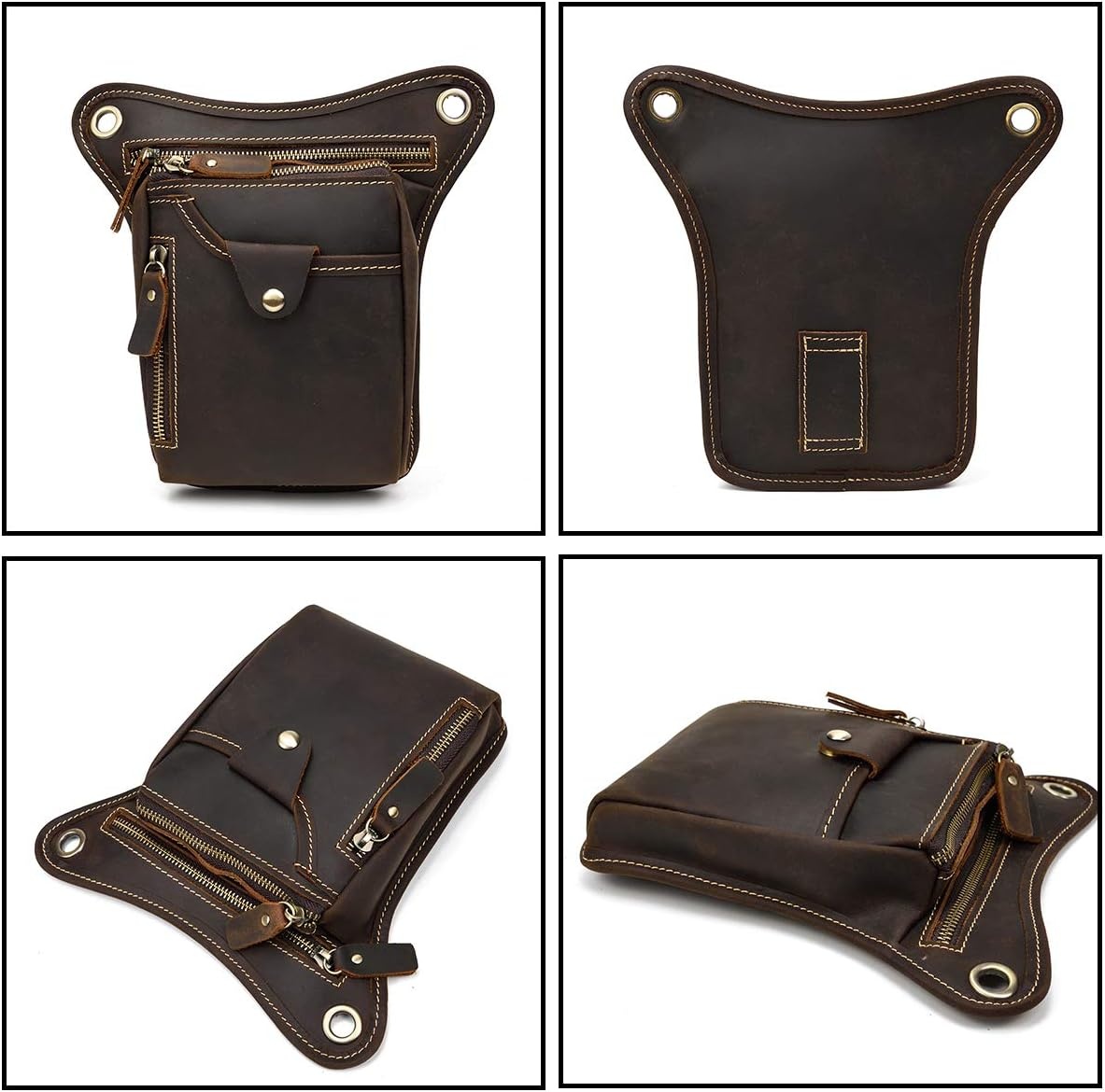 Multifunctionele Leren Beentas: Ideaal voor Motor, Fiets & Outdoor - Bruin (32% Korting)