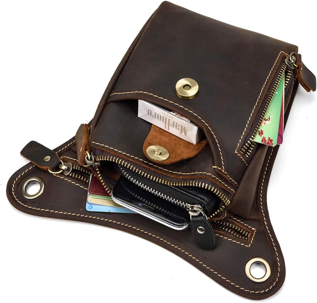 Multifunctionele Leren Beentas: Ideaal voor Motor, Fiets & Outdoor - Bruin (32% Korting)