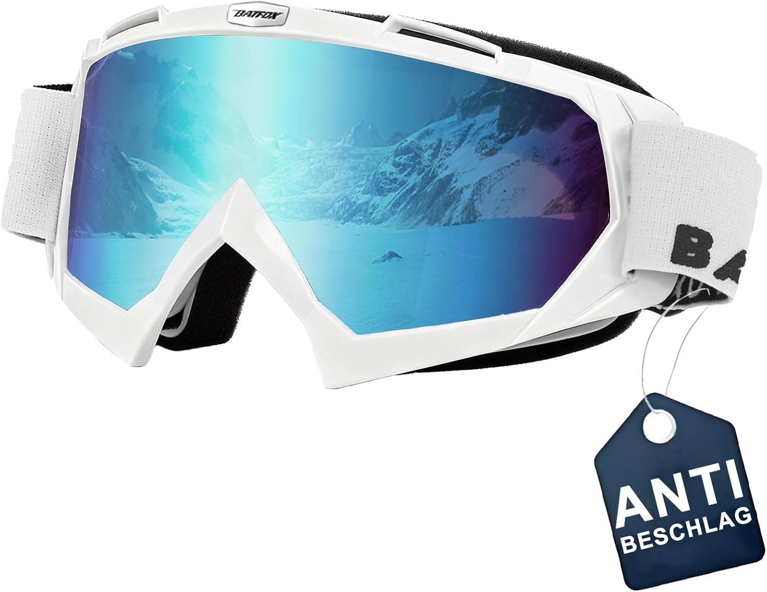 Crossbril Motorbril Skibril Wit Blauw 31% Korting
