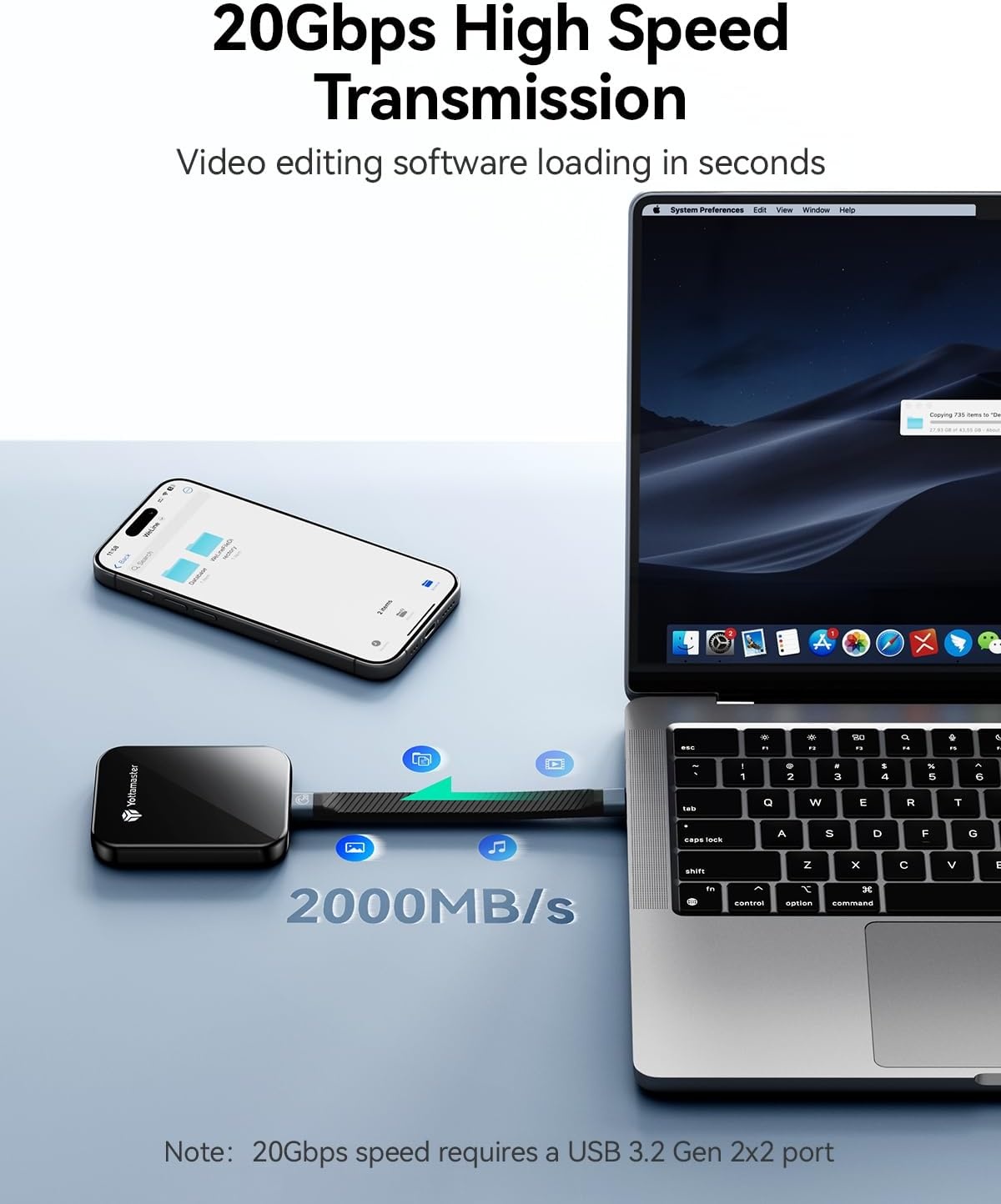 Draagbare SSD 1TB - 2000MB/s - Magnetisch - 34% Korting