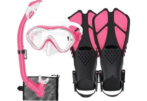 Kinder snorkelset - Roze M - 65% korting