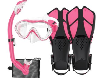 Kinder snorkelset roze maat M - 55% korting