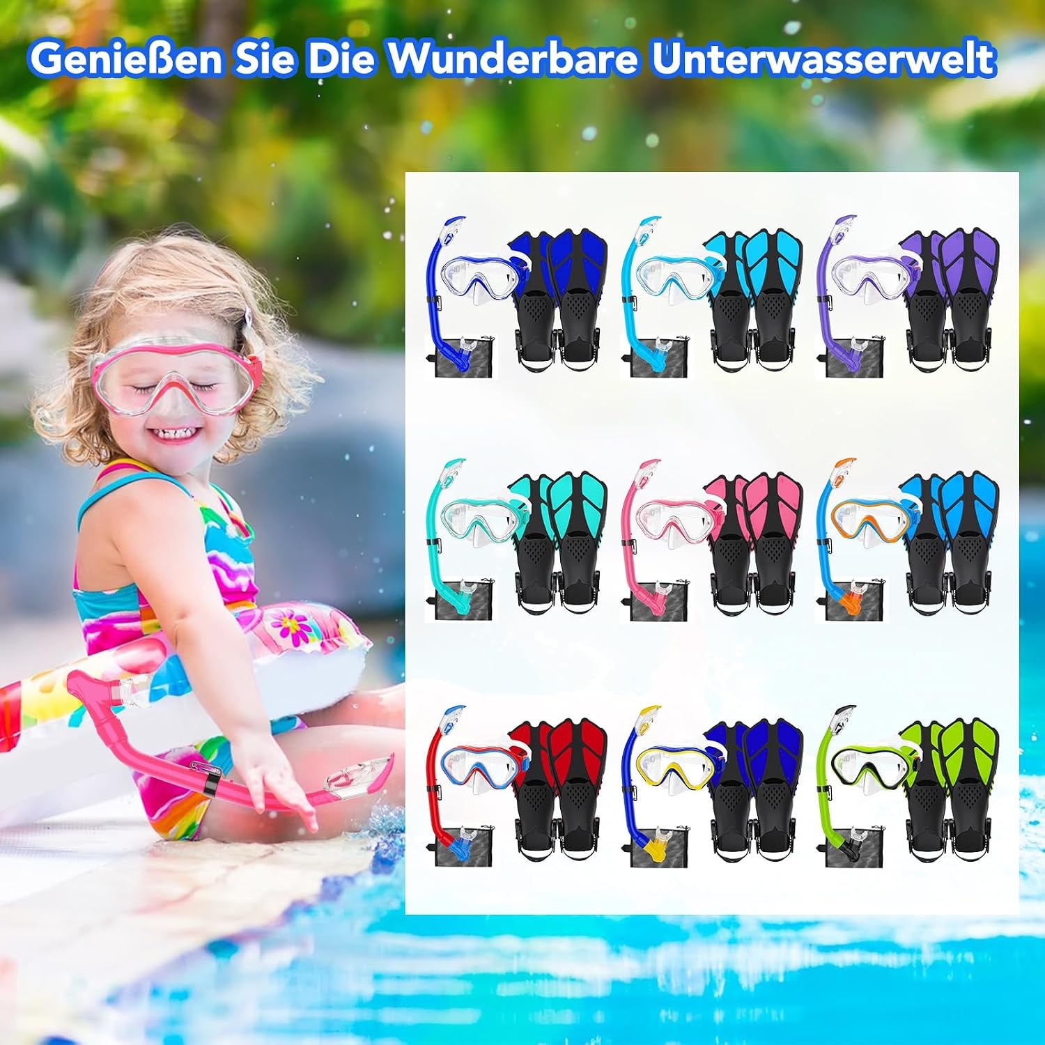 Kinder snorkelset roze maat M - 55% korting