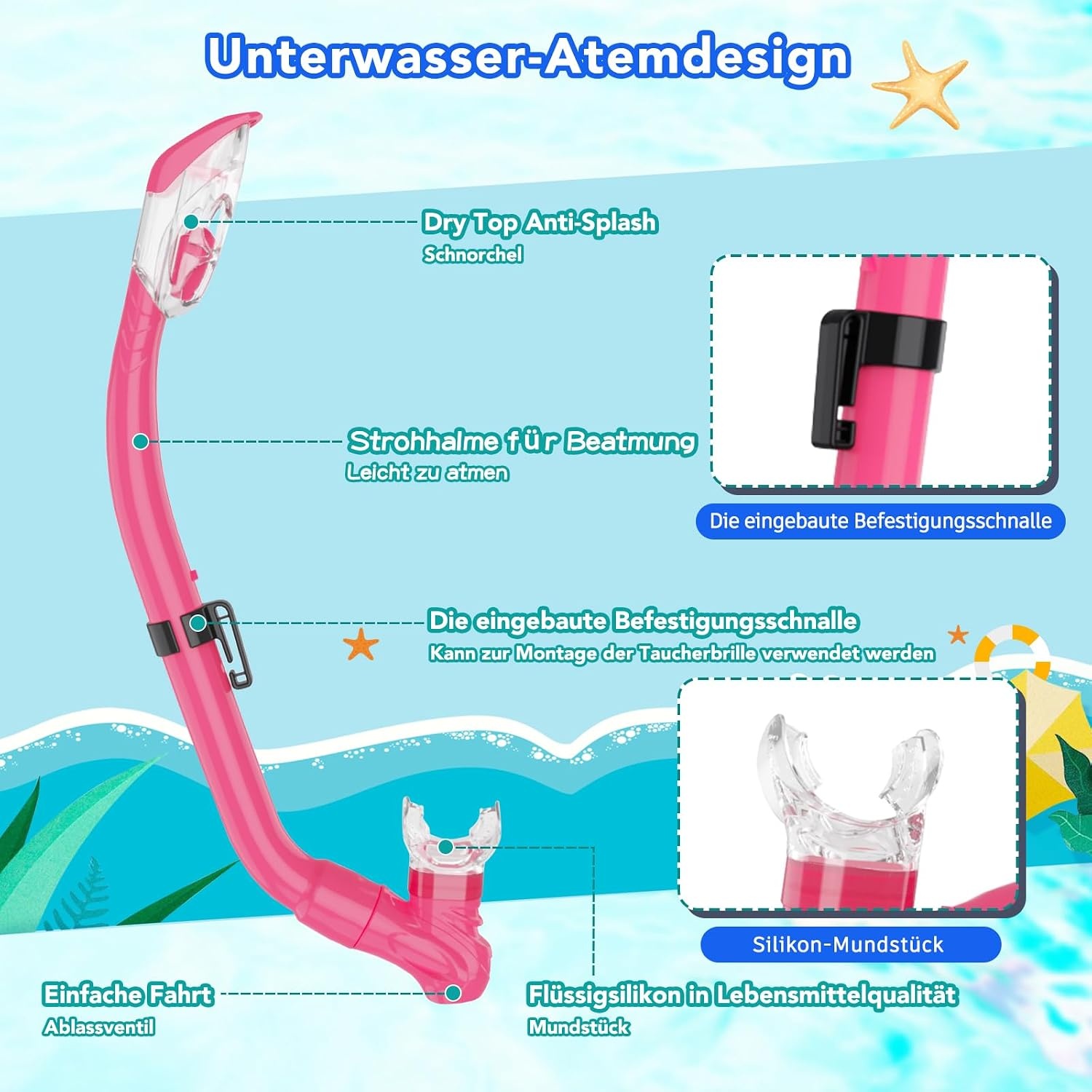 Kinder snorkelset roze maat M - 55% korting
