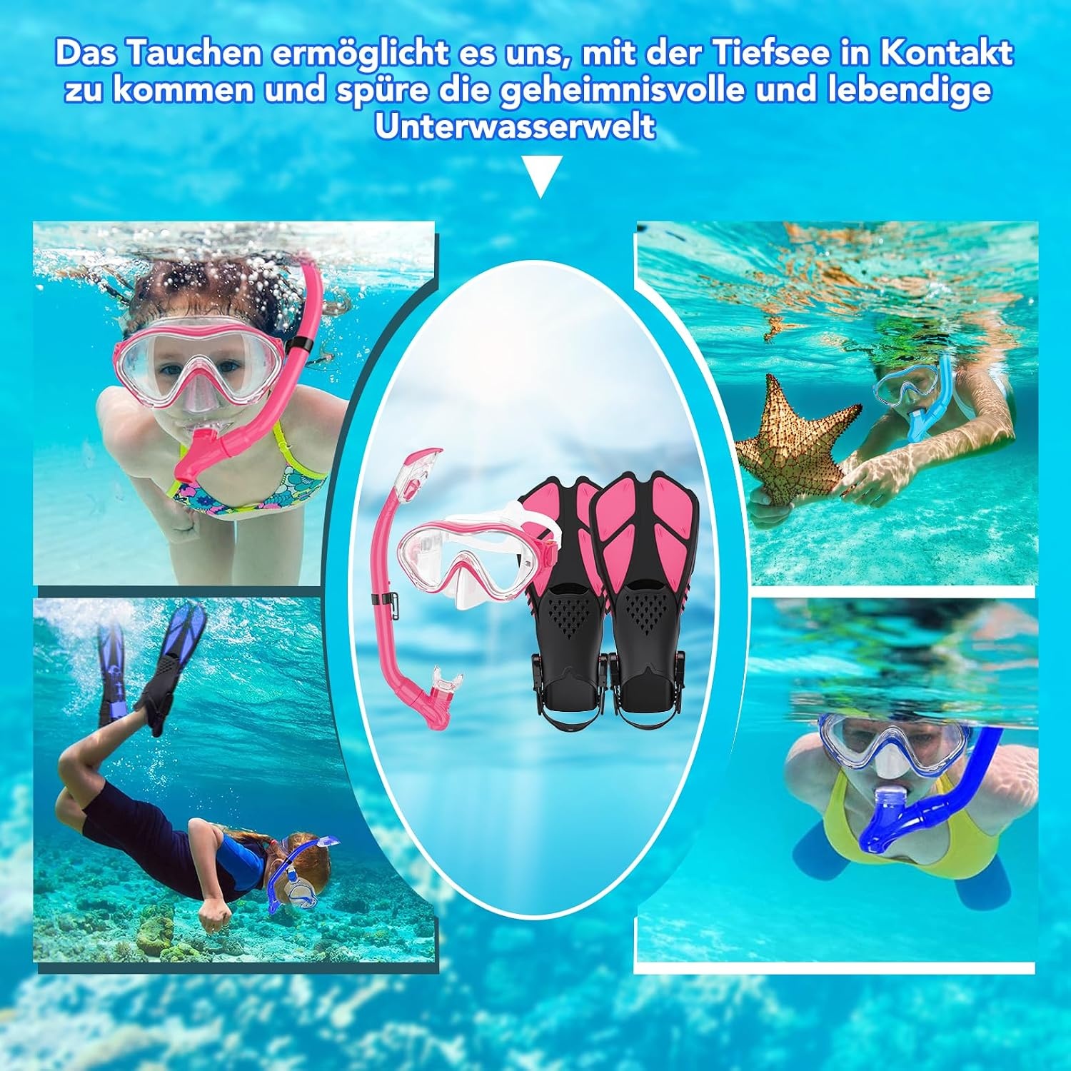 Kinder snorkelset roze maat M - 55% korting