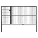 Robuuste Tuinpoort met Palen 350x140 cm Staal Antraciet - 55% Korting