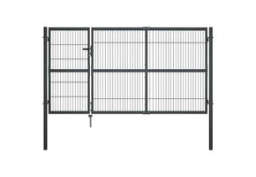 Robuuste Tuinpoort met Palen 350x140 cm Staal Antraciet - 55% Korting